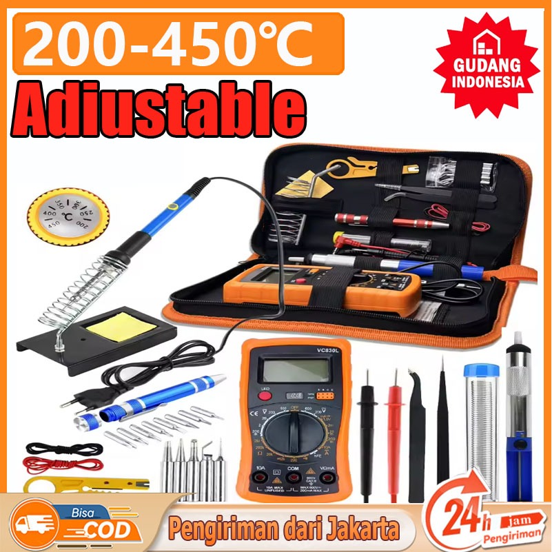 Solder Listrik Timah Solder 60W /Solder Listrik Set Lengkap Dengan Multimeter Berkualitas /  Adjusta