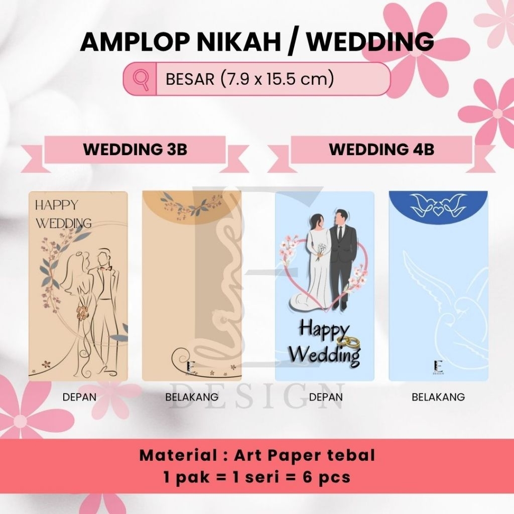 

[6pcs] Amplop Wedding / Nikah Besar