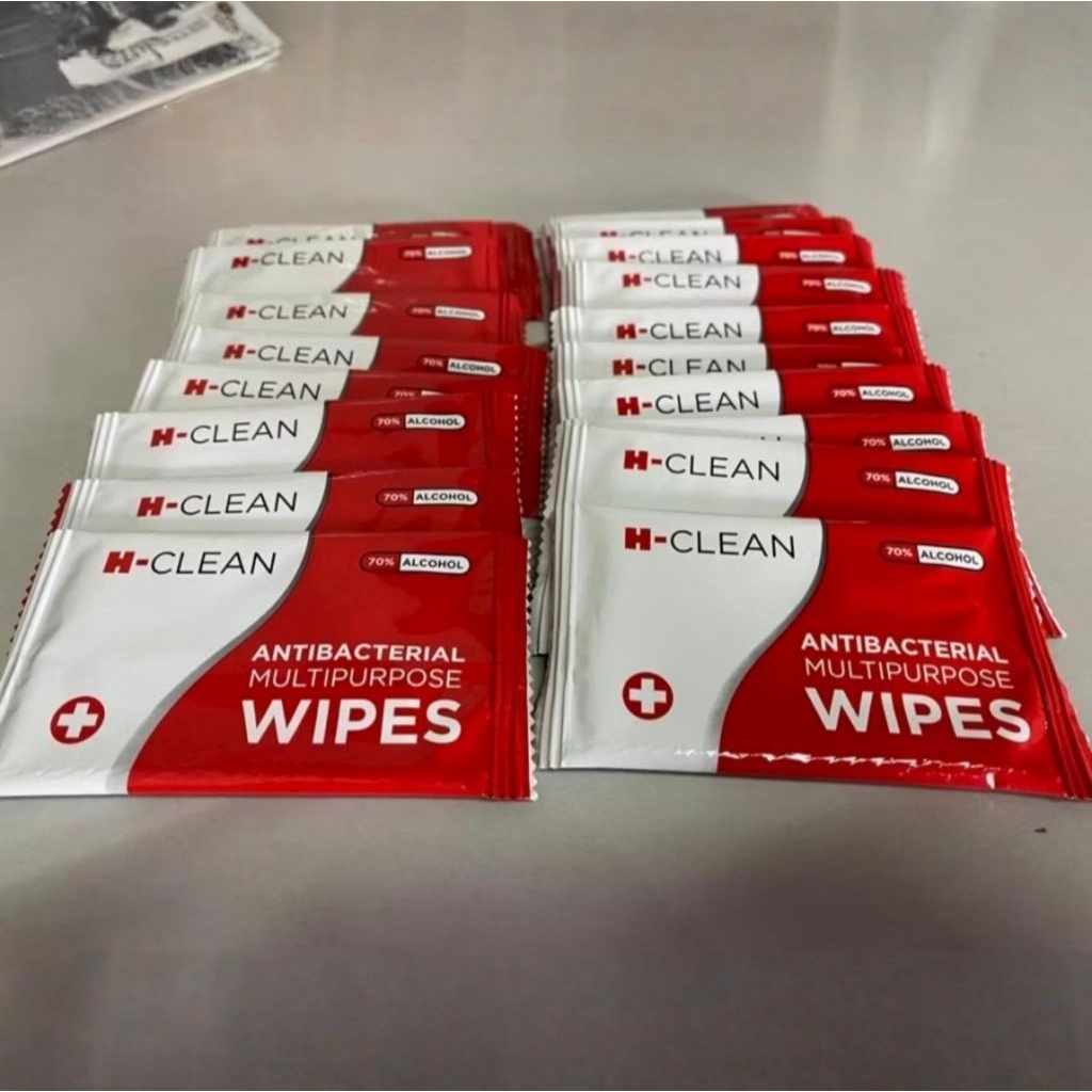 Tisu Alcohol Antibacterial Multipurpose WIPES H-Clean 70%, 20 sachet