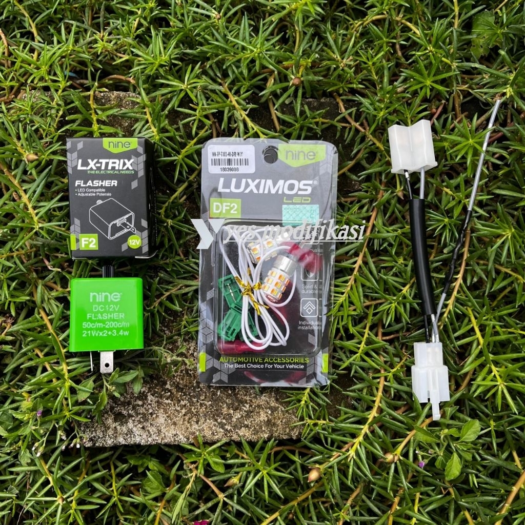 PAKET LENGKAP AEROX NEW SOKET 3 KABEL FLASHER F2 LAMPU T10 DF1 2 MODE SENJA PUTIH SEIN KUNING PNP NI