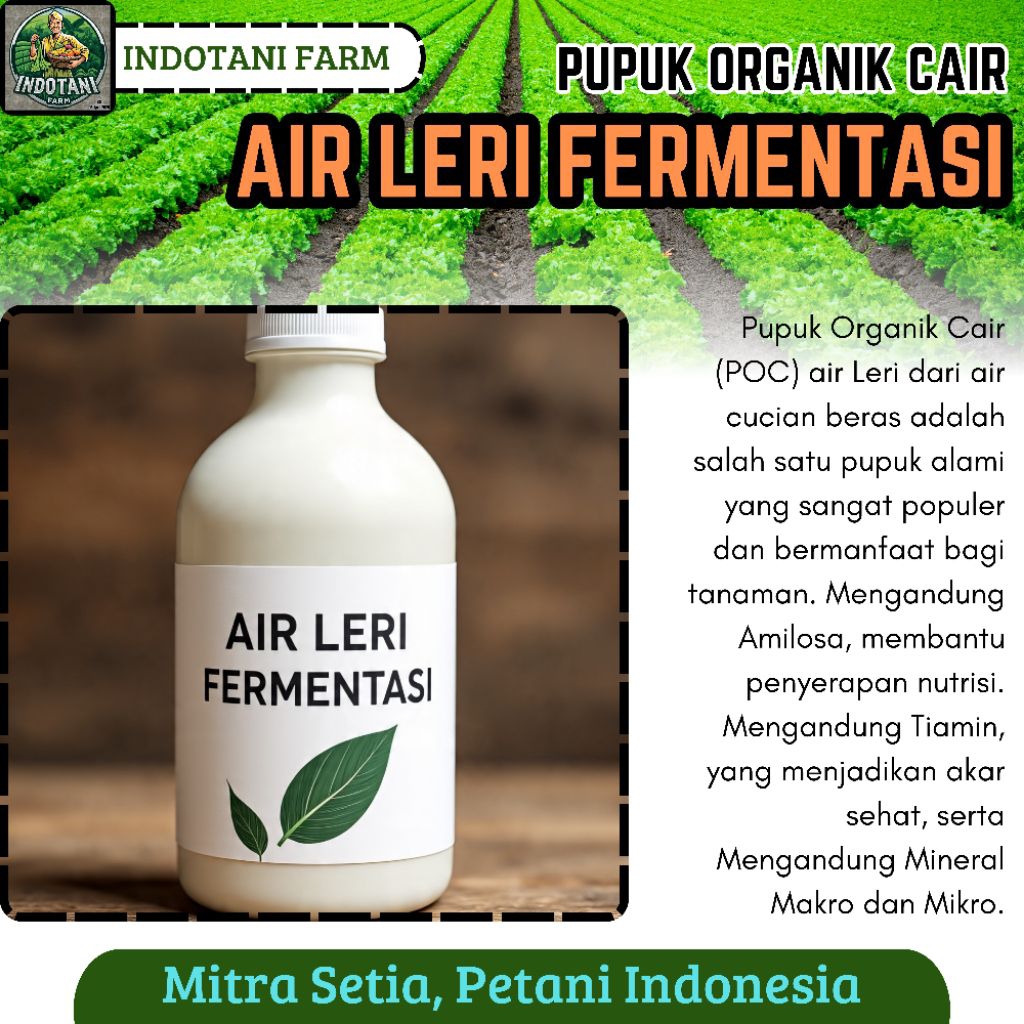 INDOTANI_ POC Air Leri Fermentasi 1 Liter / Pupuk Organik Cair Air Cucian Beras Murni Fermentasi