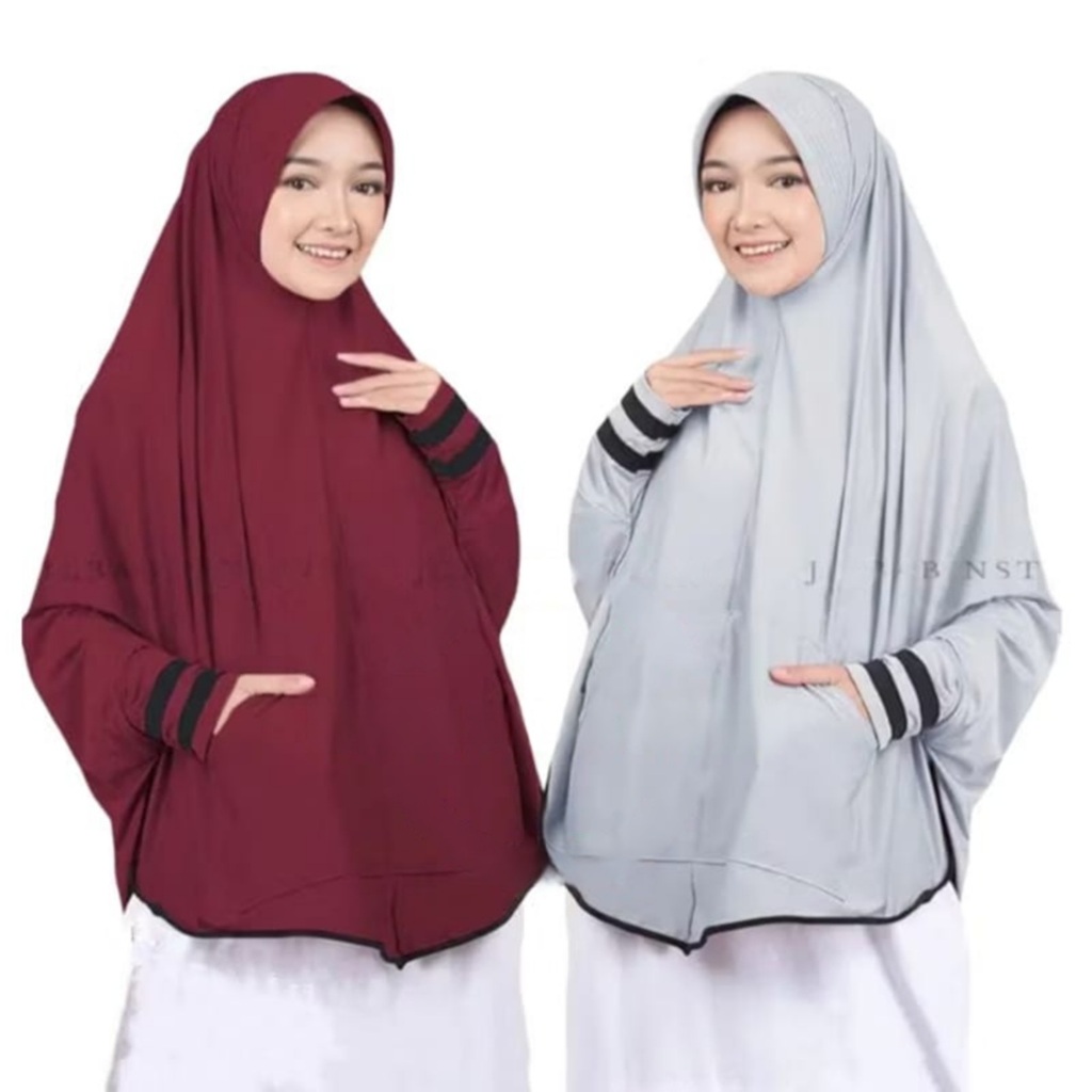 Jilbab Lengan Panjang Terbaru Hijab Instan Saku Tangan Khimar Syari Jumbo Perempuan Kekinian
