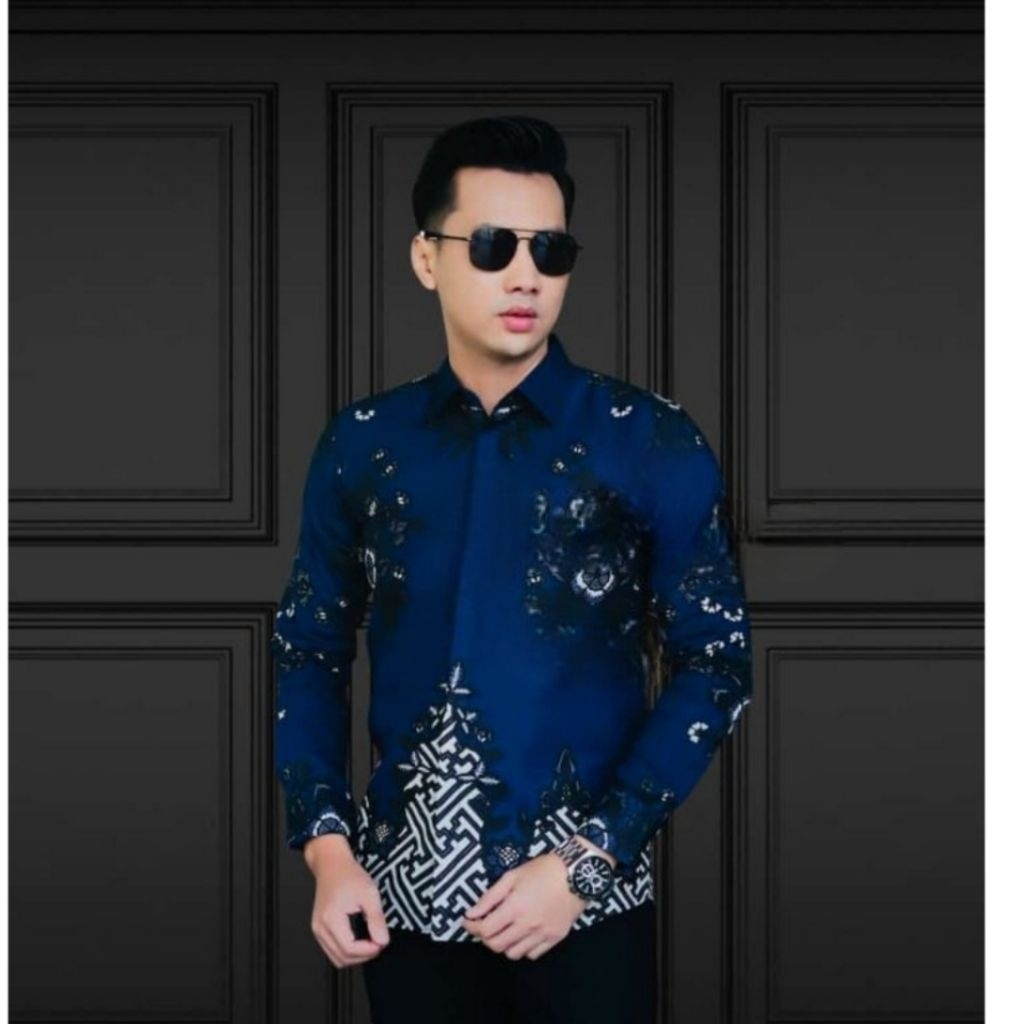 Batik premium pradikha Manggala warna biru navy motif terbaru full furing