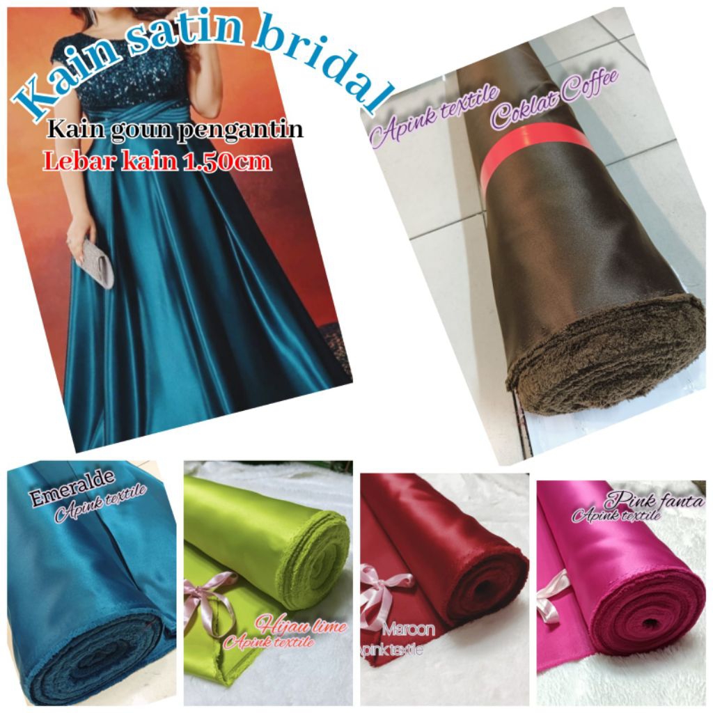 kain bridal kain satin bridal premium / kain meteran goun pengantin