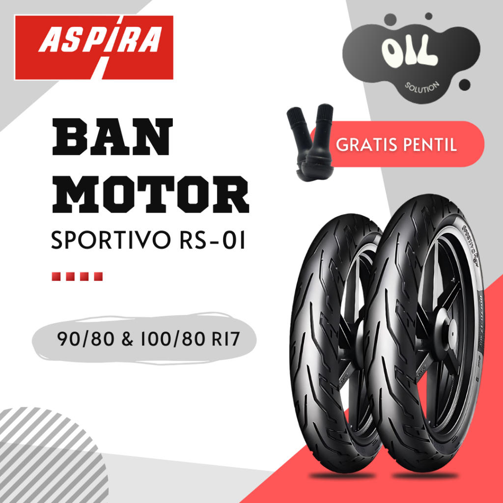 {PAKET SEPASANG} Ban Motor Aspira Premio Sportivo RS01 90/80-17 & 100/80-17 Tubeless - Ban Motor Asp
