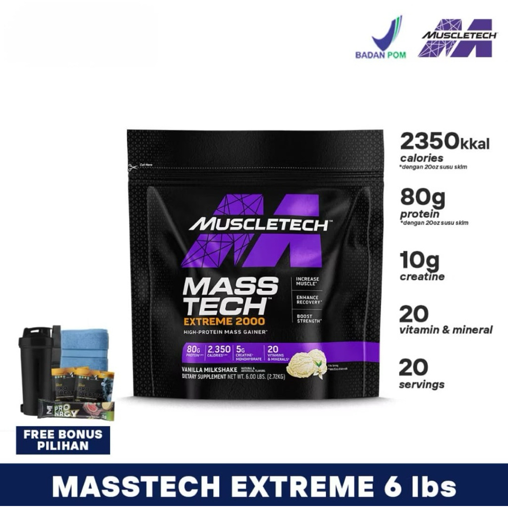 MUSCLETECH Masstech Extreme 2000 6 lbs (2.27 kg)-Suplemen Fitness Mass Tech Gainer