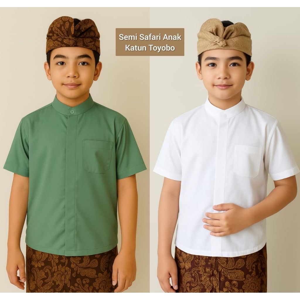 Baju Semi Safari Anak Yoko Lengan Pendek Pakaian Adat Bali Bisa COD