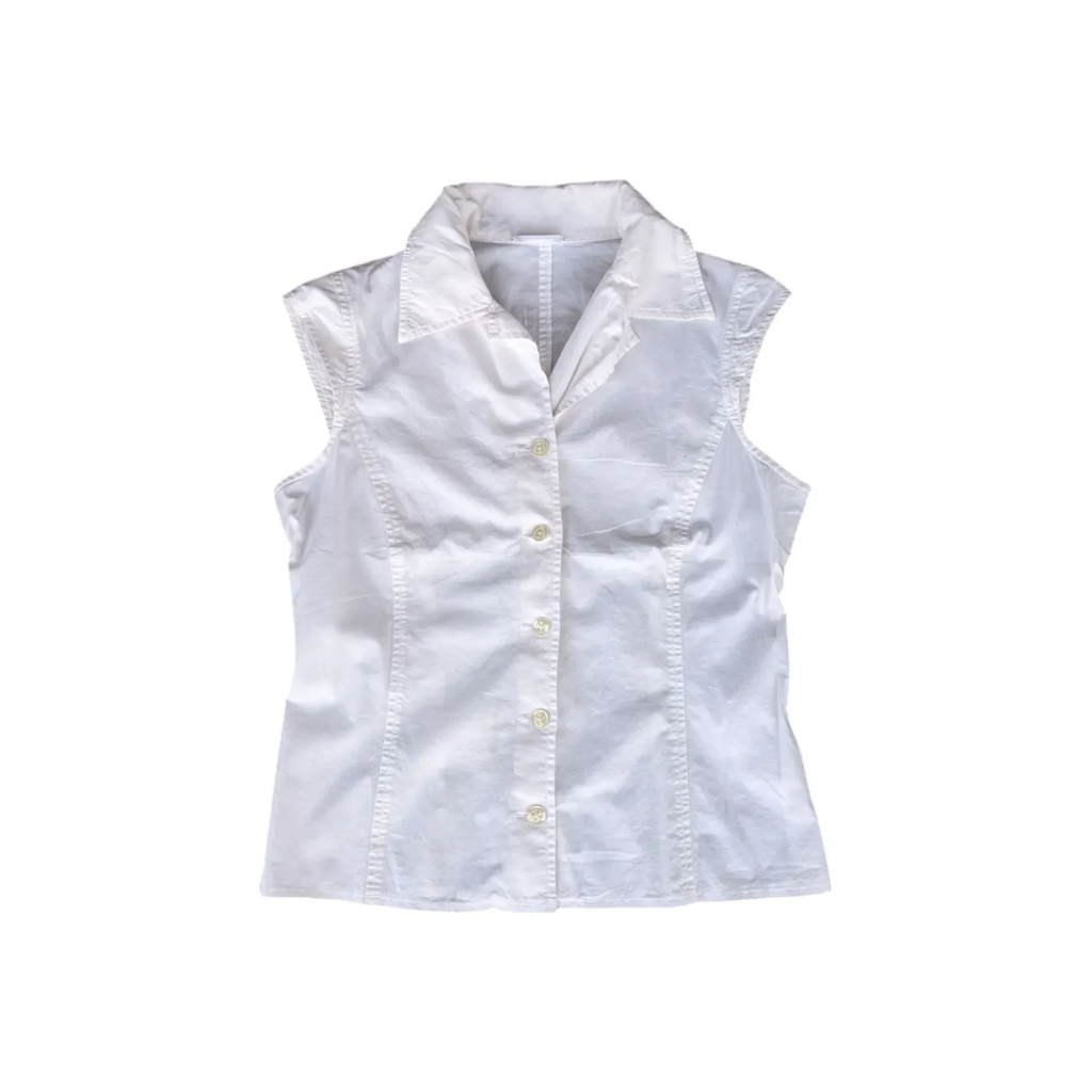 PHILOSOPHY DI ALBERTA FERRETTI - Kemeja Wanita Sleveless Tanpa Lengan Putih Made in ITALY Size M