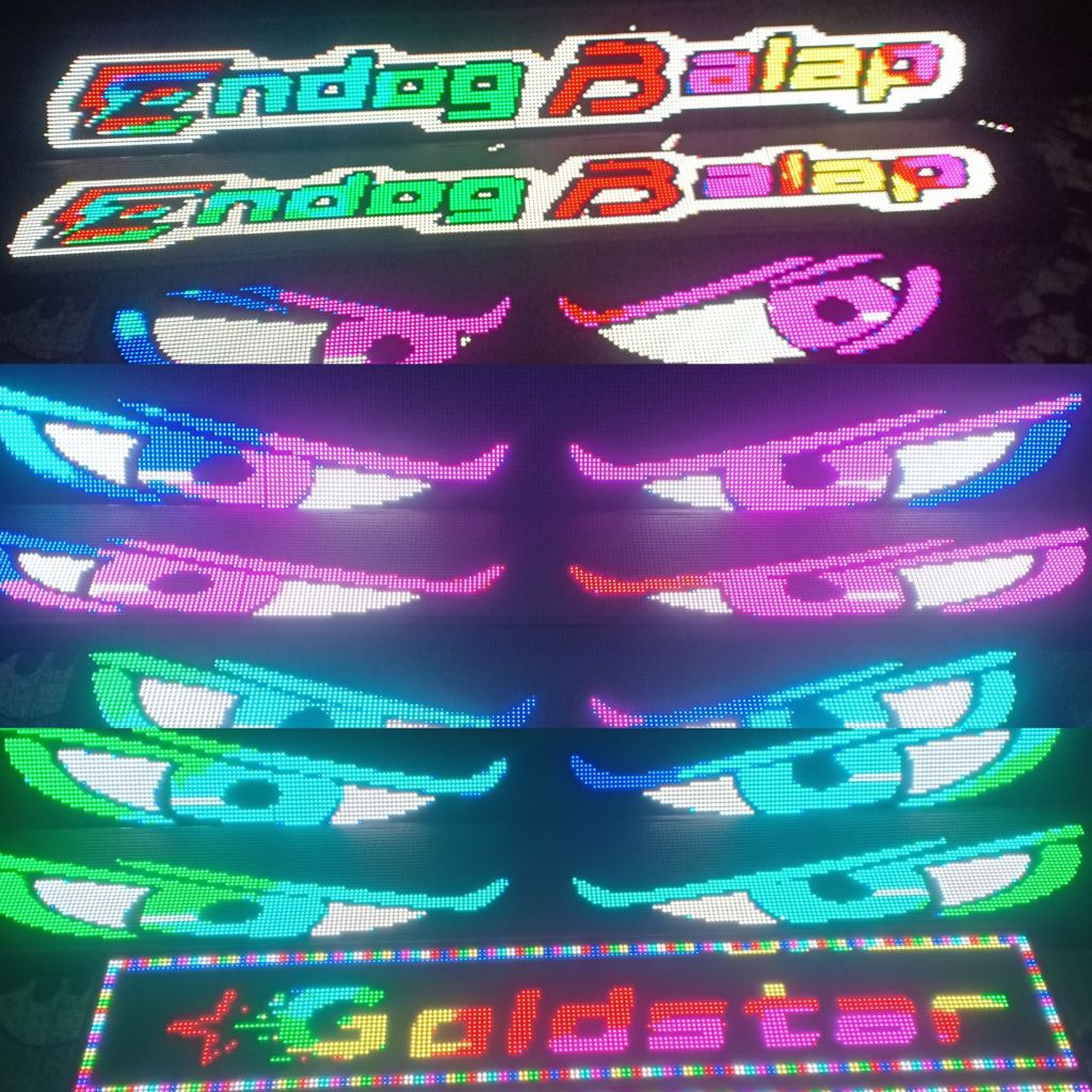 Running text mobil animasi mata rgb 12v-24v