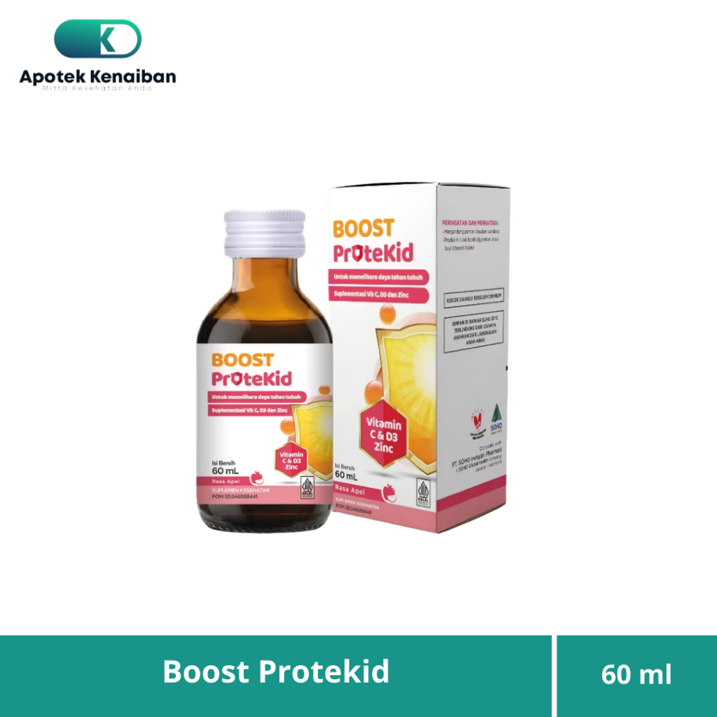 Boost Protekid Sirup 60 ml / Vitamin C & D3 + Zinc Untuk Anak Rasa Apel