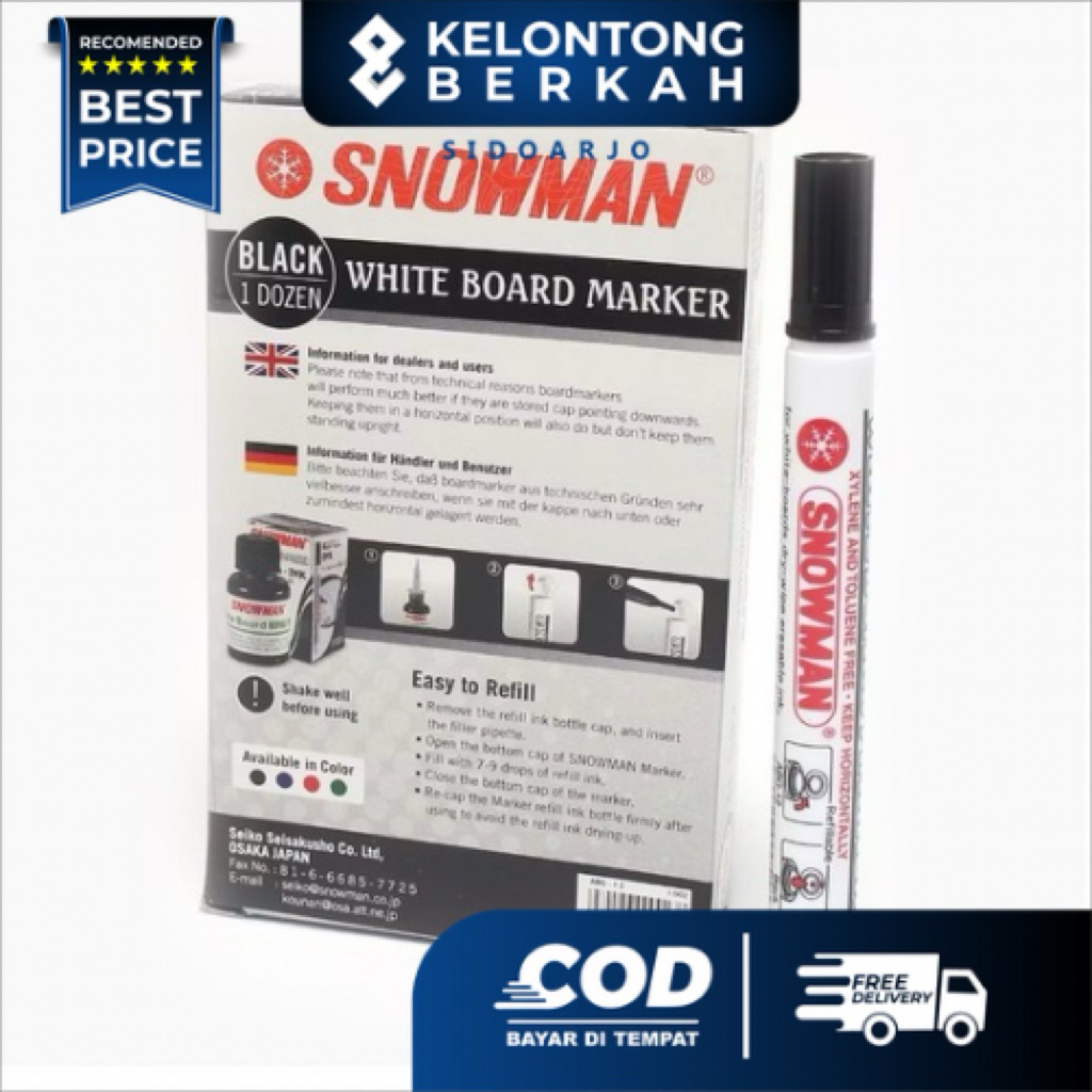

Spidol Snowman Hitam White Board Permanent / Non Permanent Marker