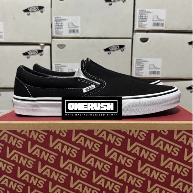 Vans Slip On Classic Black White Original Resmi Navya