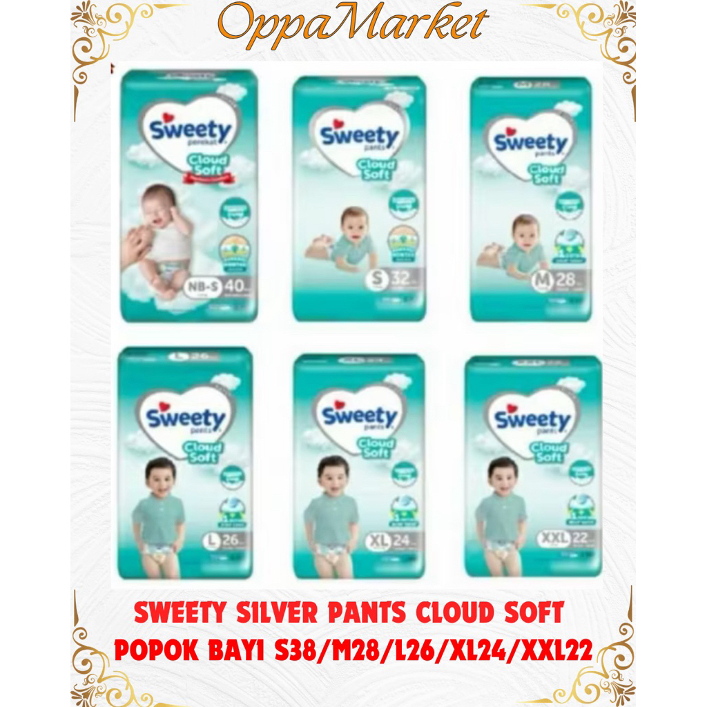 SWEETY SILVER PANTS CLOUD SOFT POPOK CELANA BAYI S38/M28/L26/XL24/XXL22