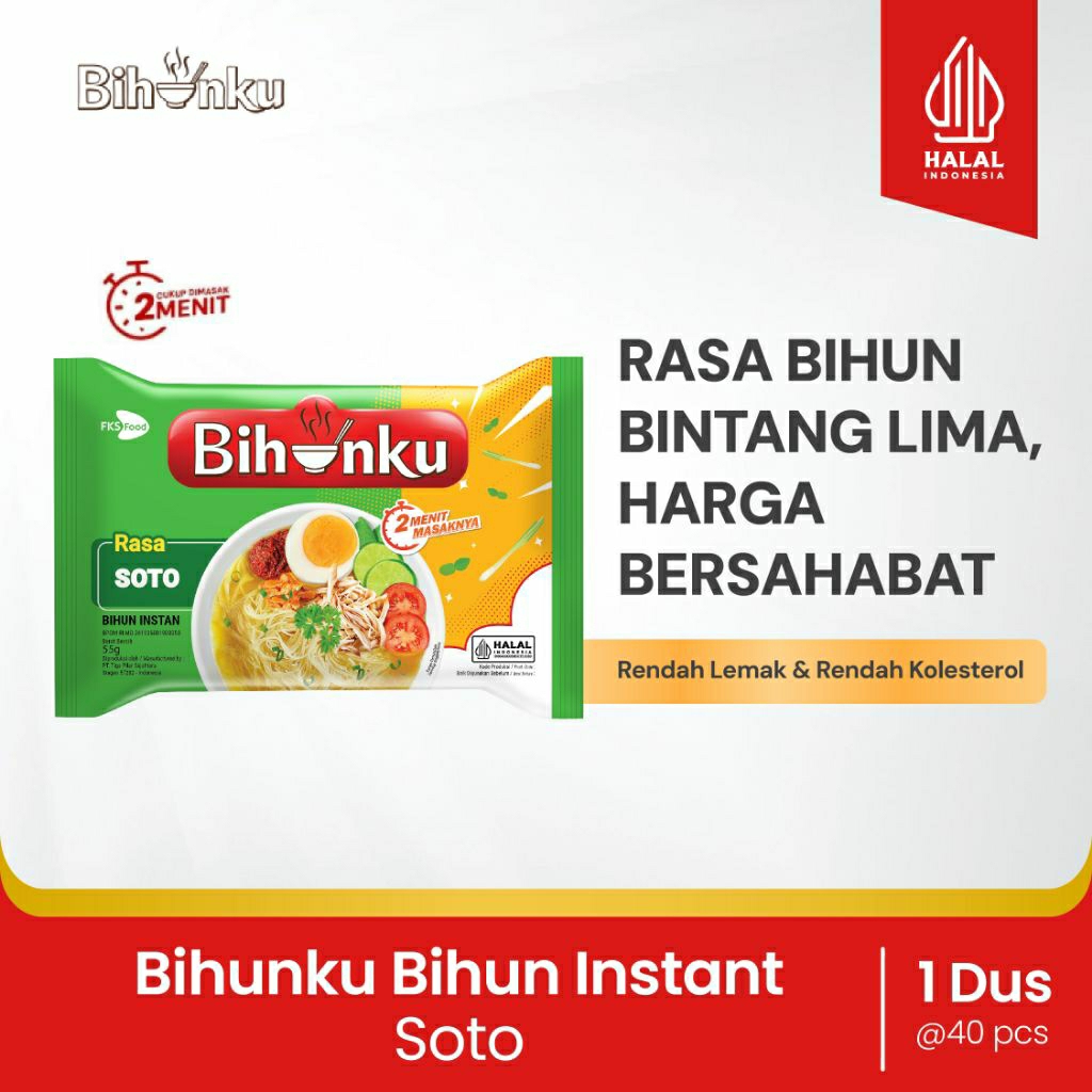 

Bihunku Instan - Soto - 1 karton - 40 Pcs - 55gr