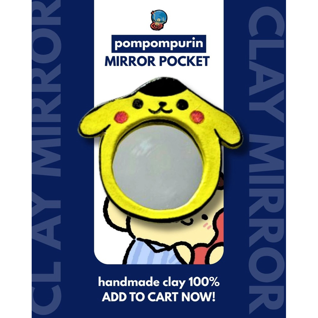 pompompurin clay mirror pocket// kaca saku lucu aesthetic