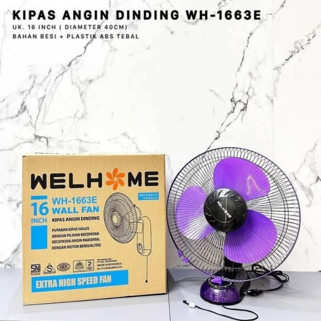 Kipas Angin Dinding Welhome WH 1663 E