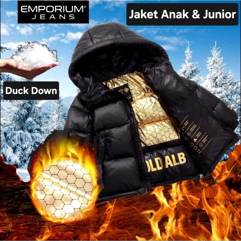 JAKET ANAK MUSIM DINGIN DUCK DOWN - JAKET WINTER HOODIE ANAK BULU ANGSA