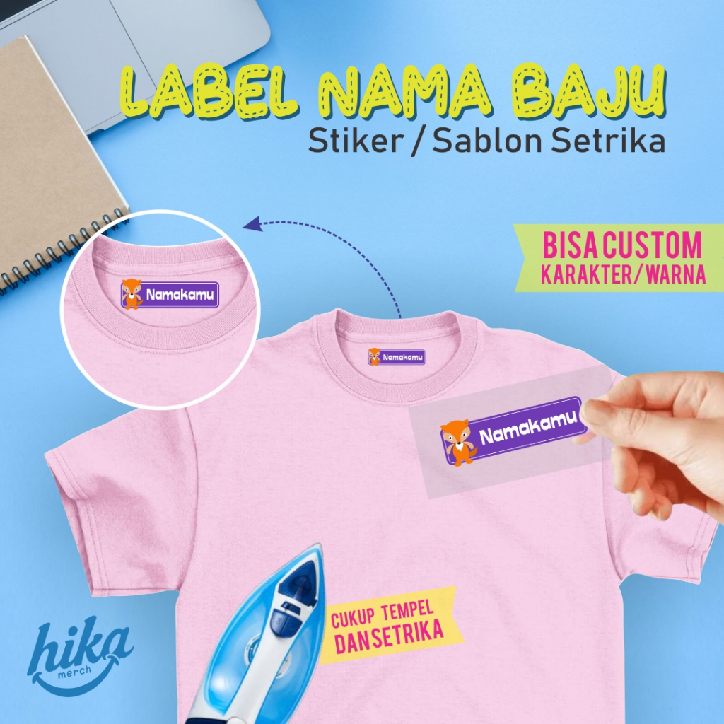 Label Nama Baju Anti Air DTF Murah/ Label Pakaian Kain/ Stiker Baju/ Sablon Setrika Waterproof