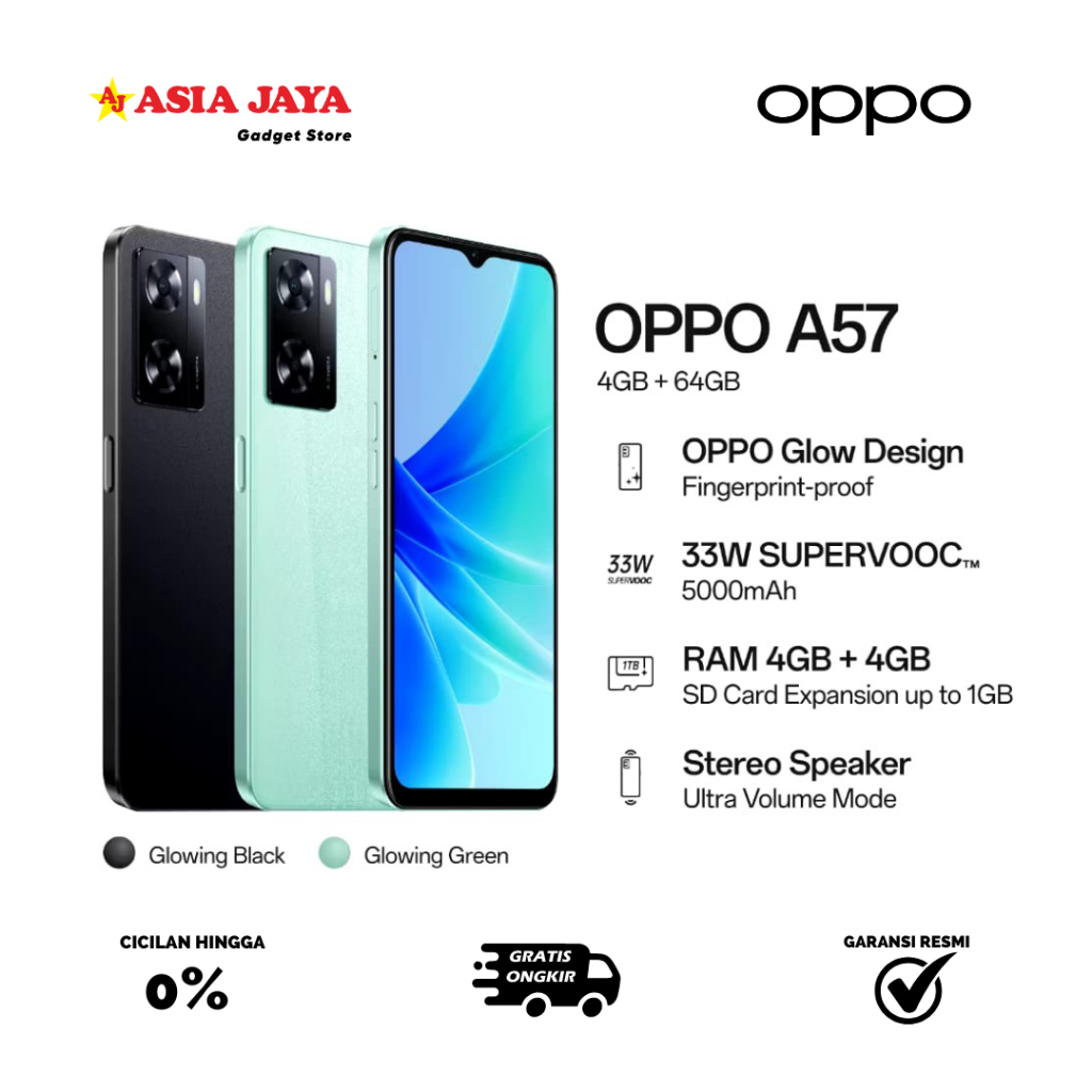 [Ex Display] OPPO A57 Ram 4/64GB Kelengkapan Fullset Original - Garansi Resmi OPPO
