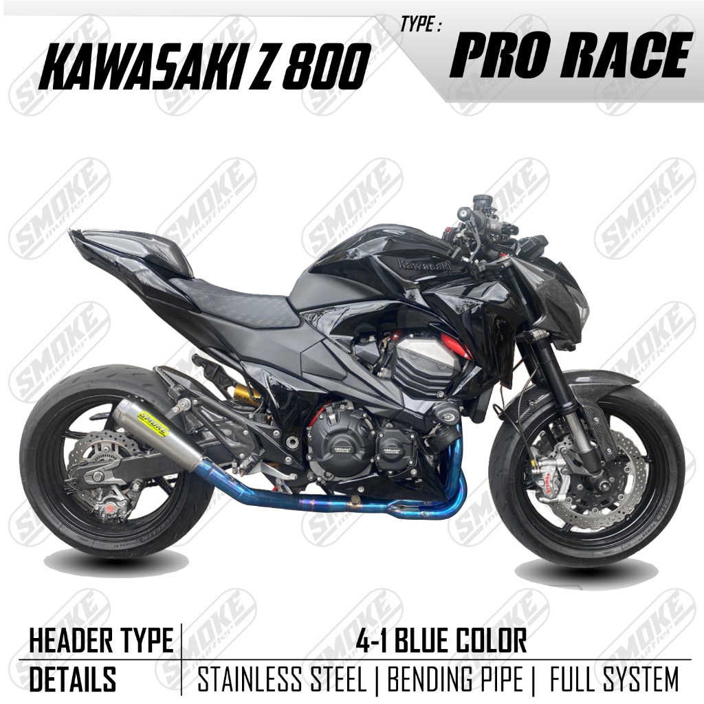 Knalpot Kawasaki Z800 Z900rs Z900se Prorace Fullsistem Ori Smoke Muffler Stainless Steel Bergaransi