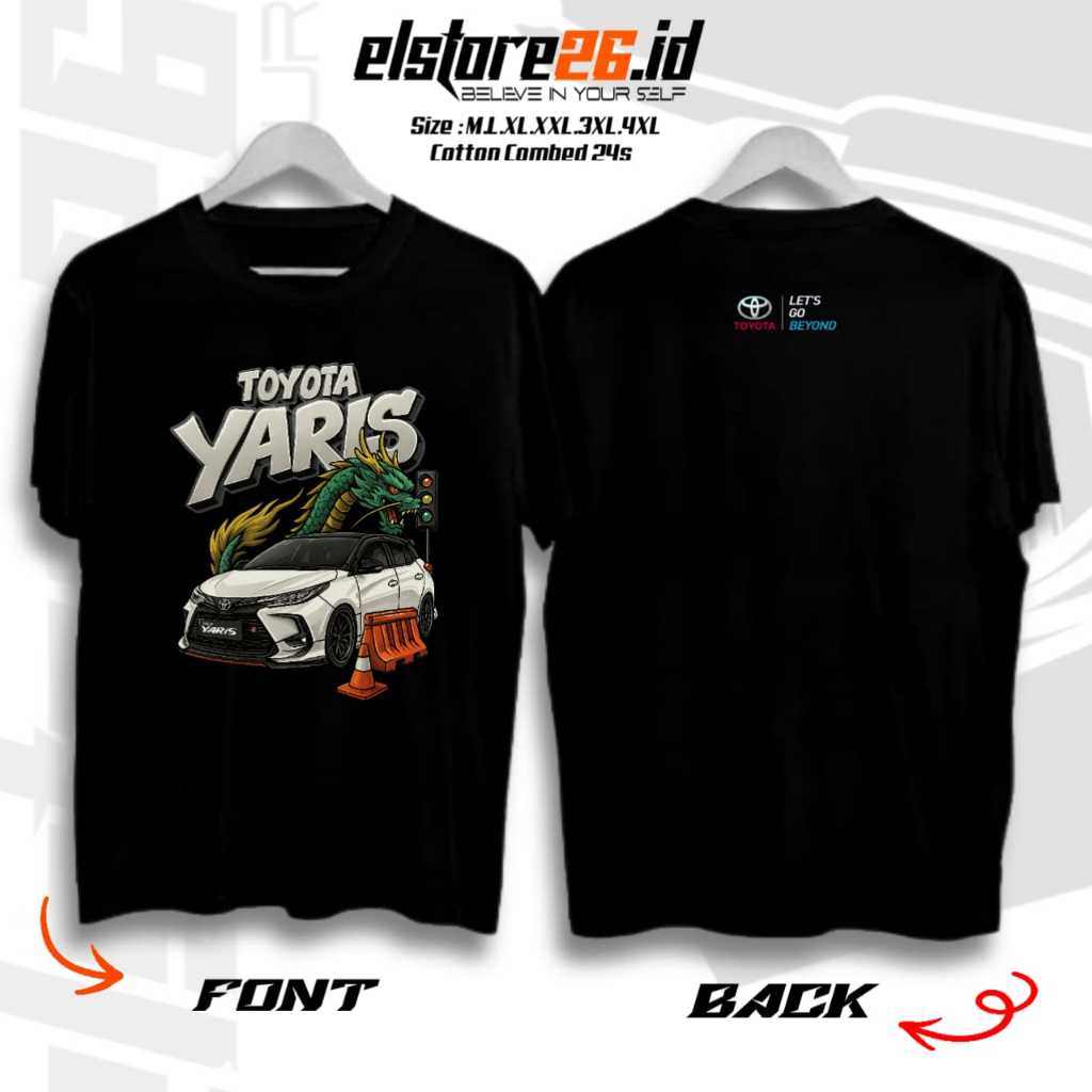 ELSTR Baju Kaos MOBIL YARIS  | Kaos Otomotif Racing | Baju Katun Combed Pria & Wanita