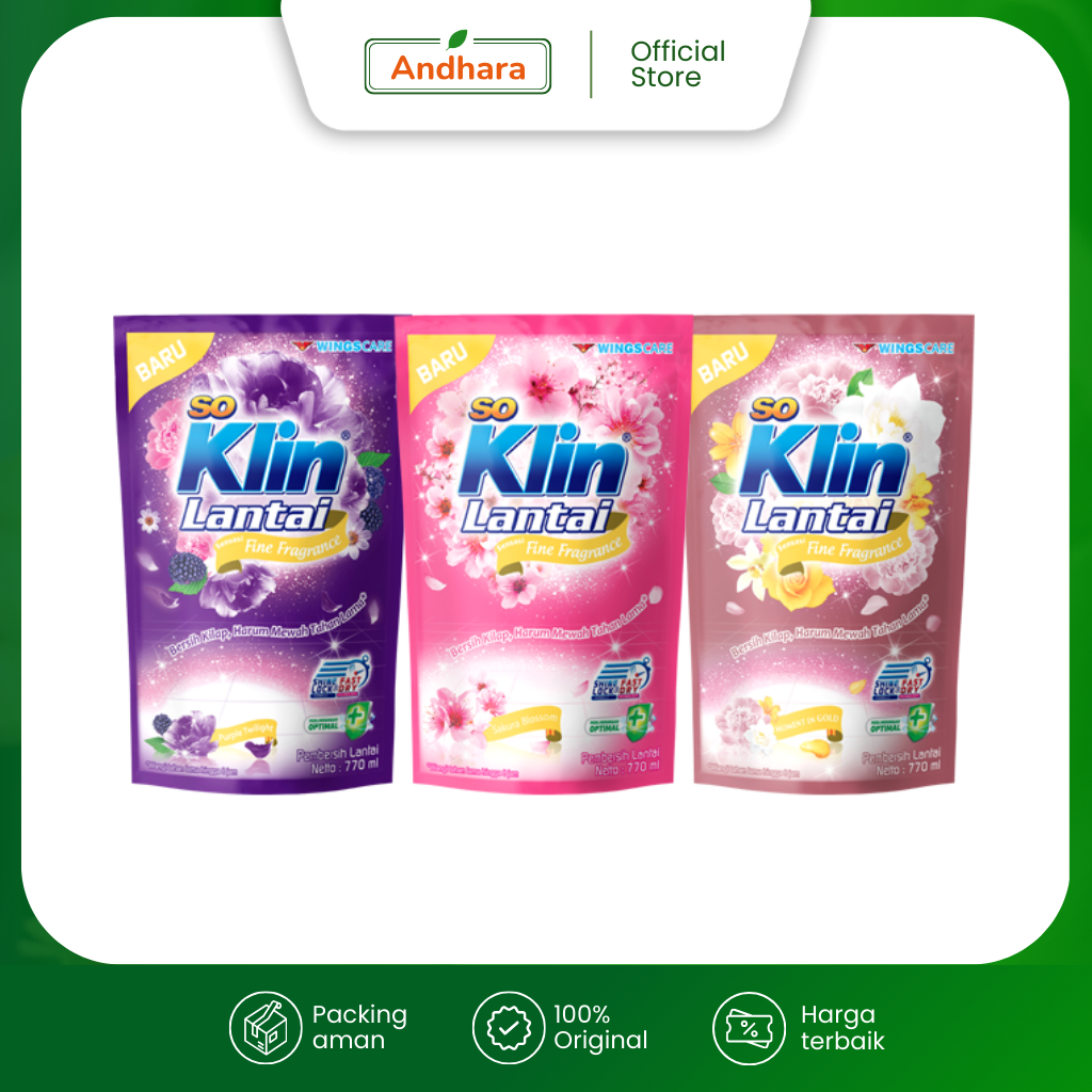 So Klin Lantai Refill Fine Fragrance 770ml - Pembersih Lantai Pouch SoKlin Harum