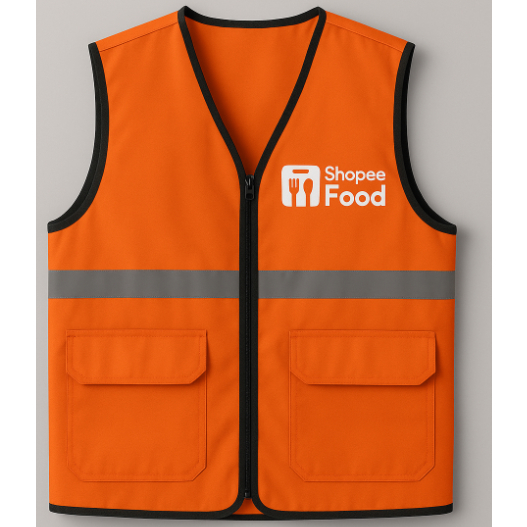 Jaket Rompi Safety Driver Shopee Food | Rompi Vest Kurir Shopee Food Pengantar Makanan | Jaket Outdo