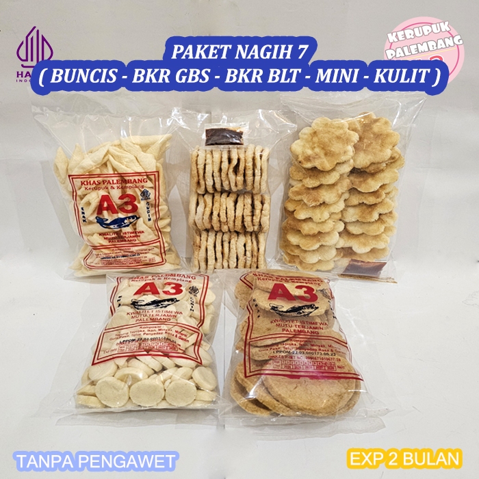 

PAKET KERUPUK 5 BUNGKUS SUPER NAGIH 7 BUNCIS, BKR BTG, BKR BLT, MINI, KULIT A3 PALEMBANG