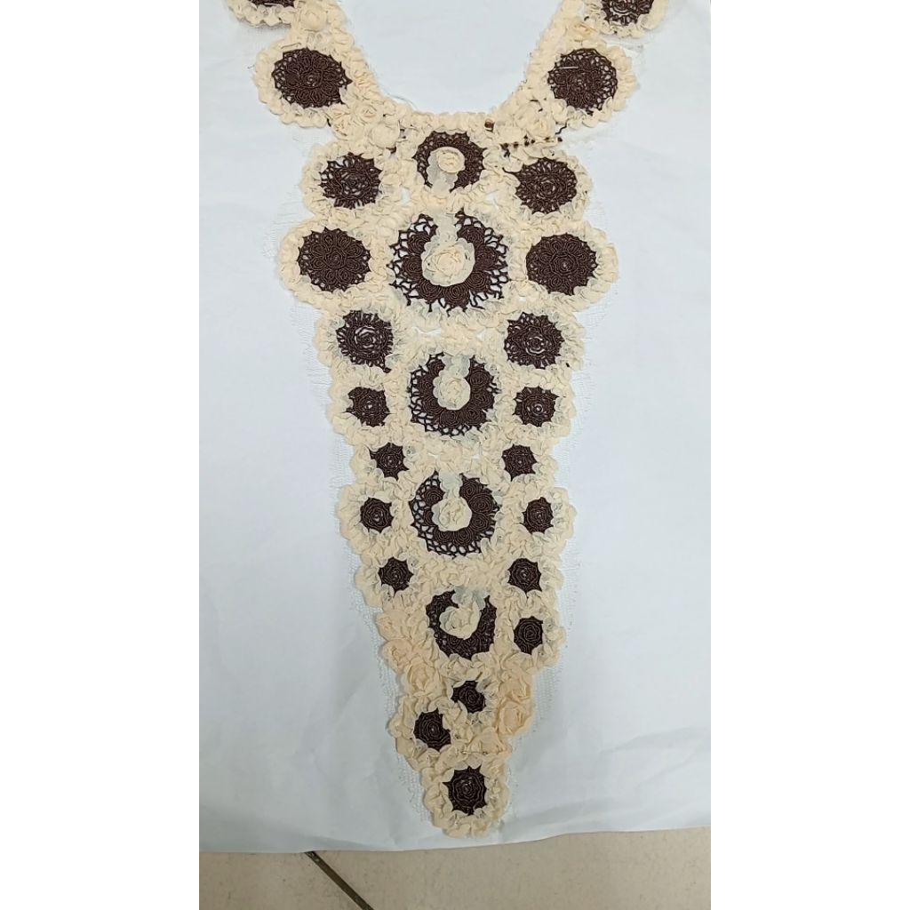 bordir kerah tempel/kerah jadi warna cream kombinasi/kerah bunga