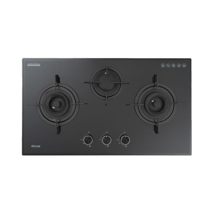Rinnai Kompor Tanam RB-783G(B) / RB783GB Black Glass 3 Tungku 80cm Garansi Resmi Rinnai