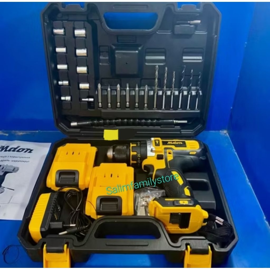 Mesin Bor Baterai Bor Beton Tembok Besi Cordless Impact Drill 18v Mdon