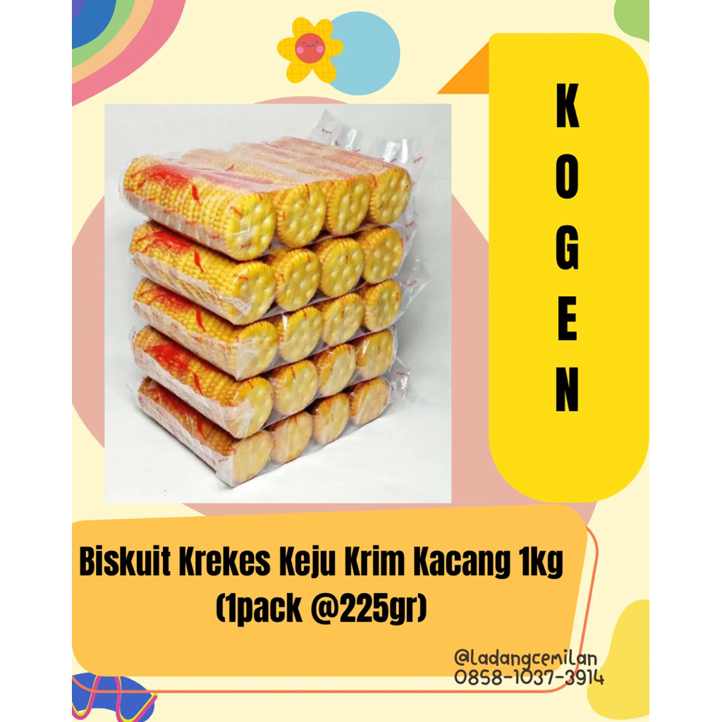 

Biskuit Kogen Krekes Keju krim Kacang 1Kg ( 1pack @225gr)