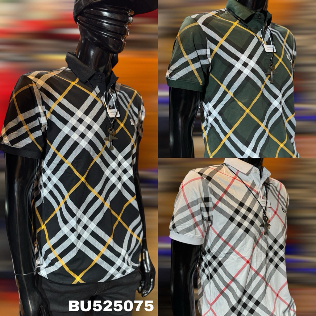 Kaos kerah pria BU525075 Premium import motif print bordir kaos polo pria