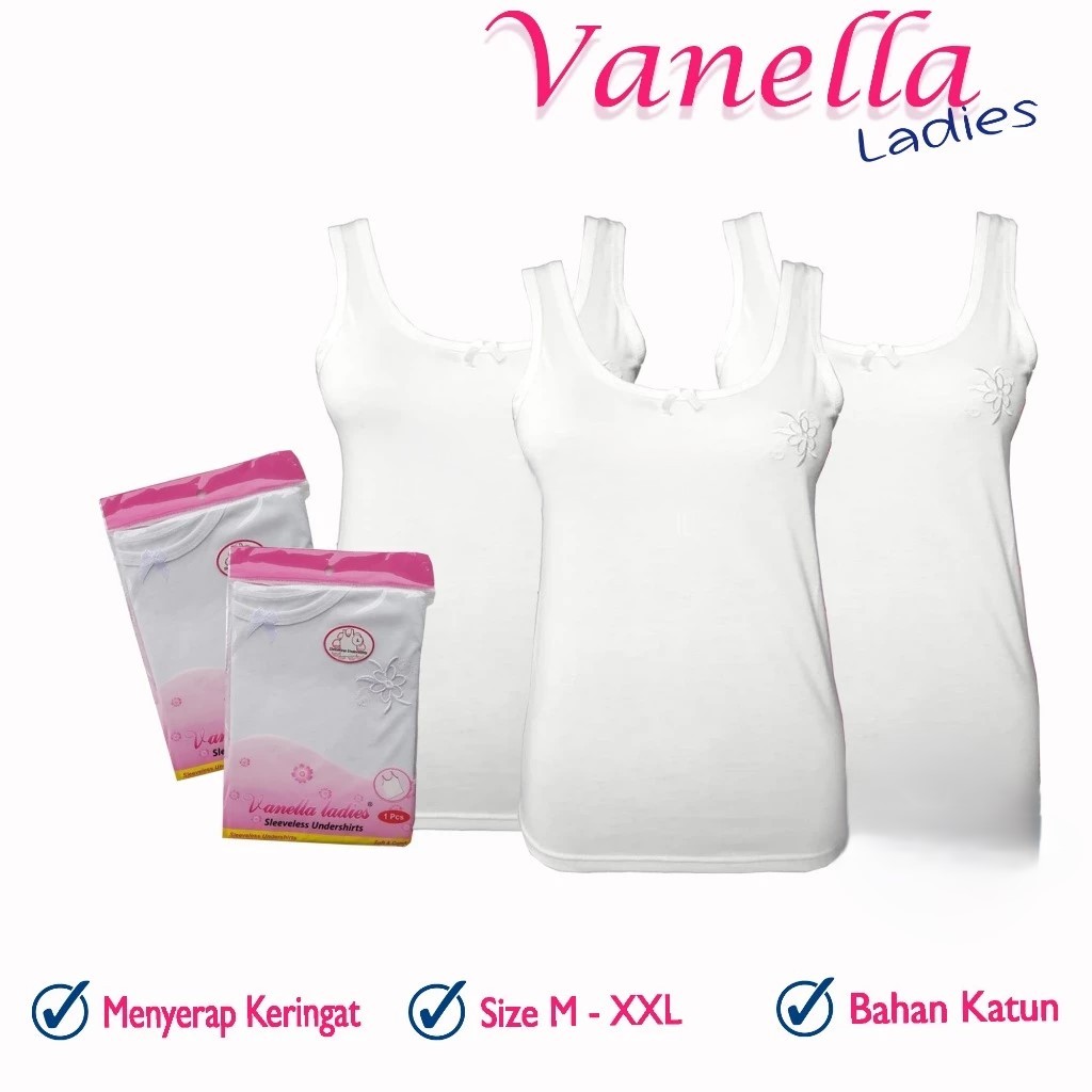 ( 3 Pcs ) SINGLET Wanita Vanella | Tangtop Wanita Dewasa Kaos Dalam Singlet Remaja Singlet Putih Kao