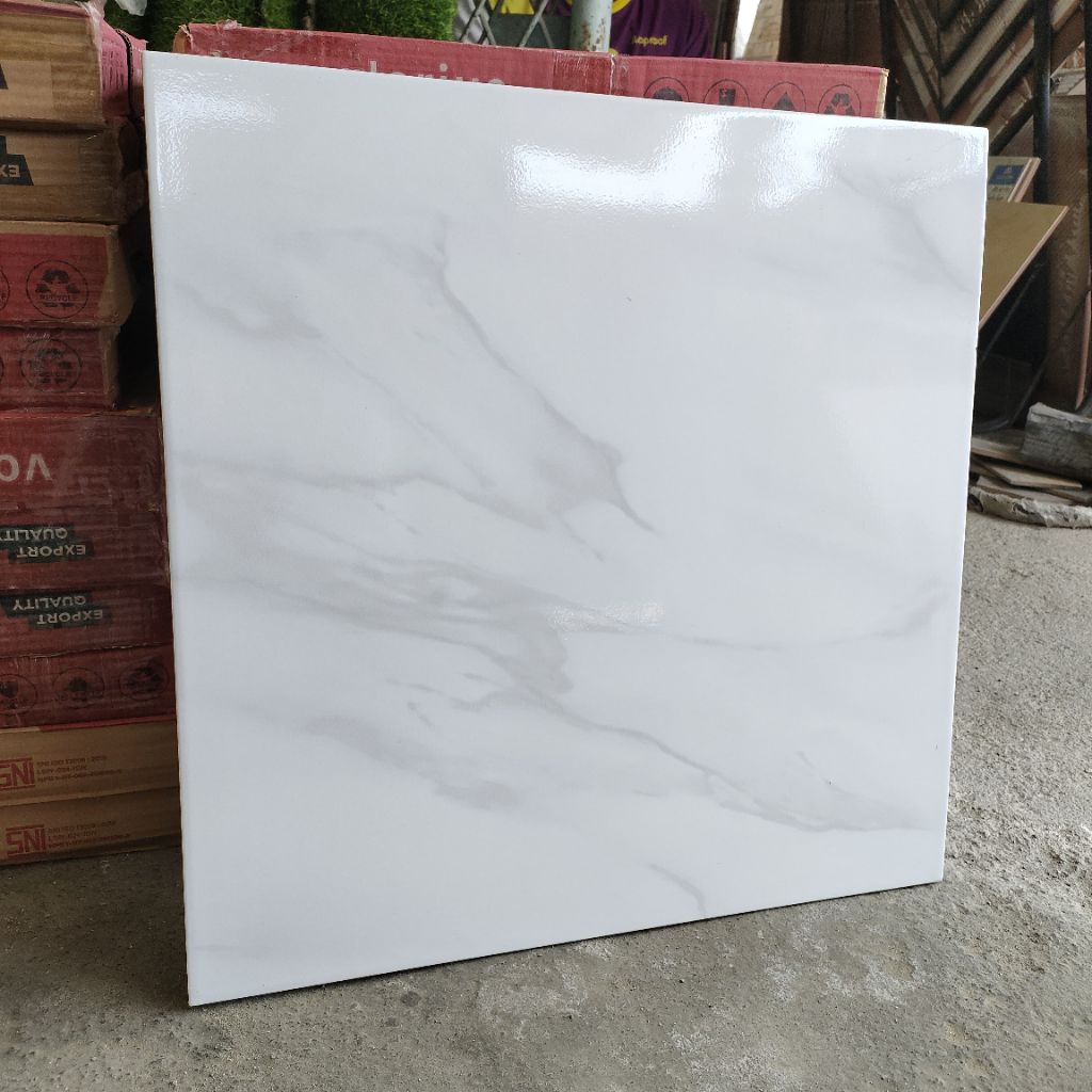 keramik 50x50 putih carara (glossy)/ keramik dinding/ keramik lantai glossy motif carara