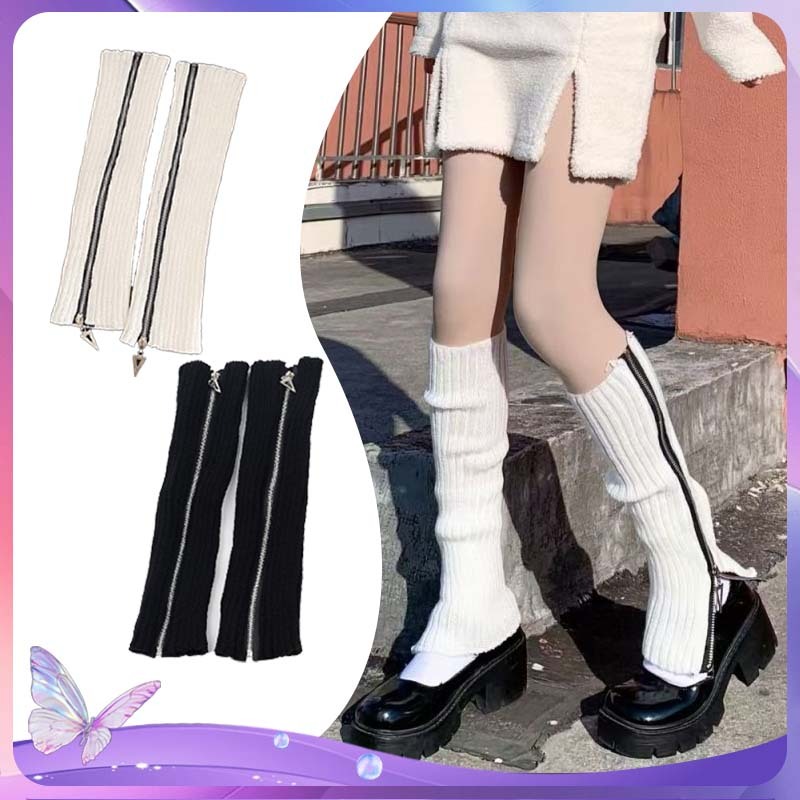 Lolita Socks Kaos Kaki Penghangat White Leg Warmer Socks Socks Leg Warmer Rajut Wanita Gaya Jepang K