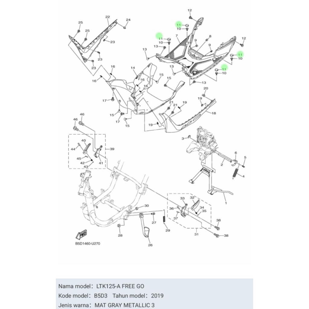 KARET TUTUP BAUT BORDES INJAKAN KAKI FREEGO FREE GO ASLI ORI YAMAHA B5D F7475 00