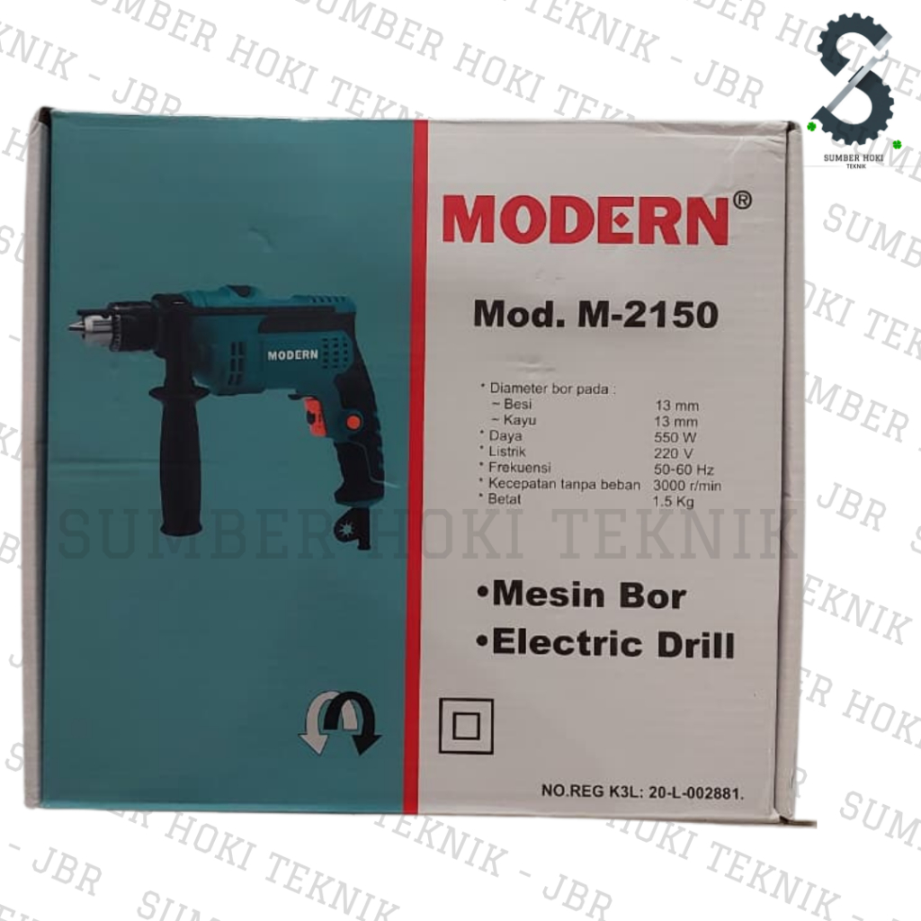 Mesin Bor Listrik MODERN 13mm (M-2150). IMPACT DRILL ELECTRIC DRILL MODERN ORIGINAL.