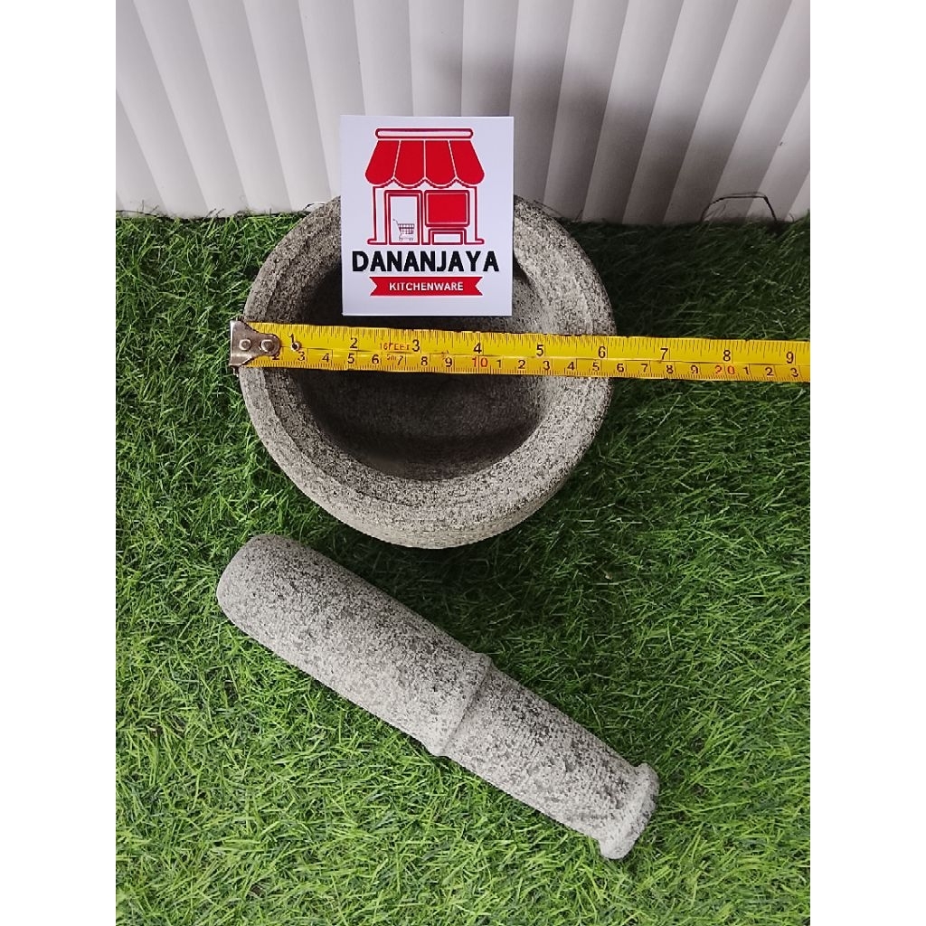Lumpang + Alu Batu Asli Gunung Ukuran 16 cm