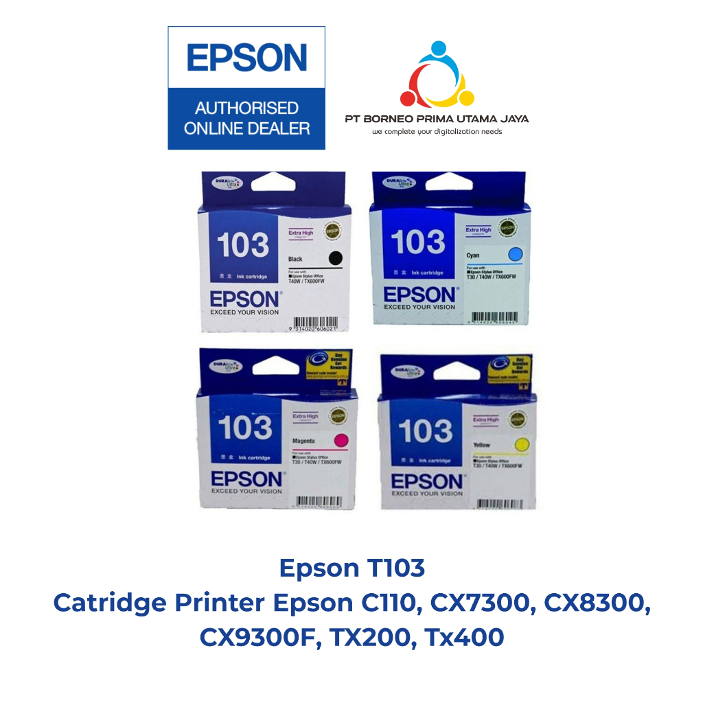 Tinta Cartridge Epson 103 T103 Original for Epson C110, CX7300, CX8300, CX9300F, TX200, TX400