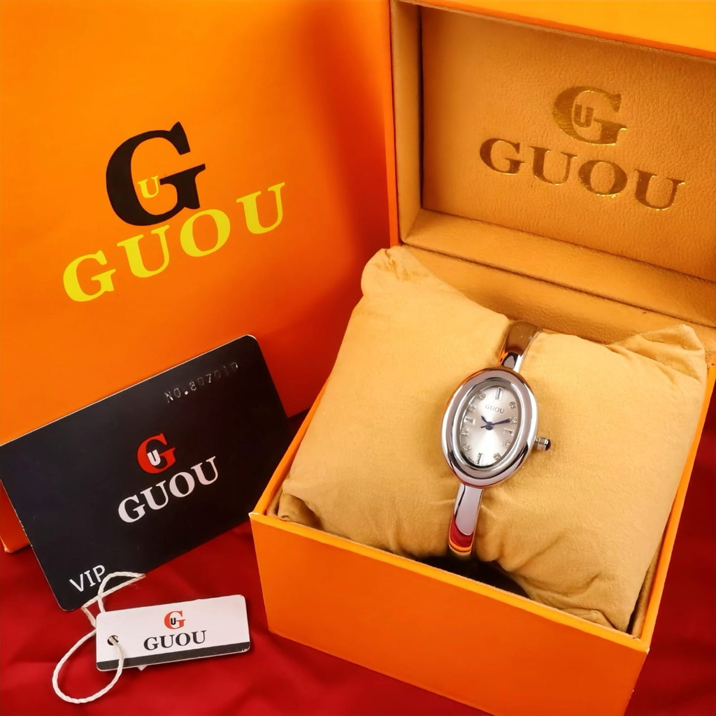 ( BISA COD ) Jam Tangan Wanita GUOU Original Rantai Stainless Steel Jam Tangan Fashion Cewek