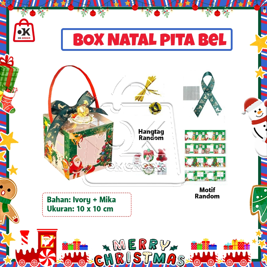 

Box Natal Pita Bel Lonceng Tali Hangtang Dus Christmas Cookies Cupcake Cake Box Kado Natal (1 pcs)