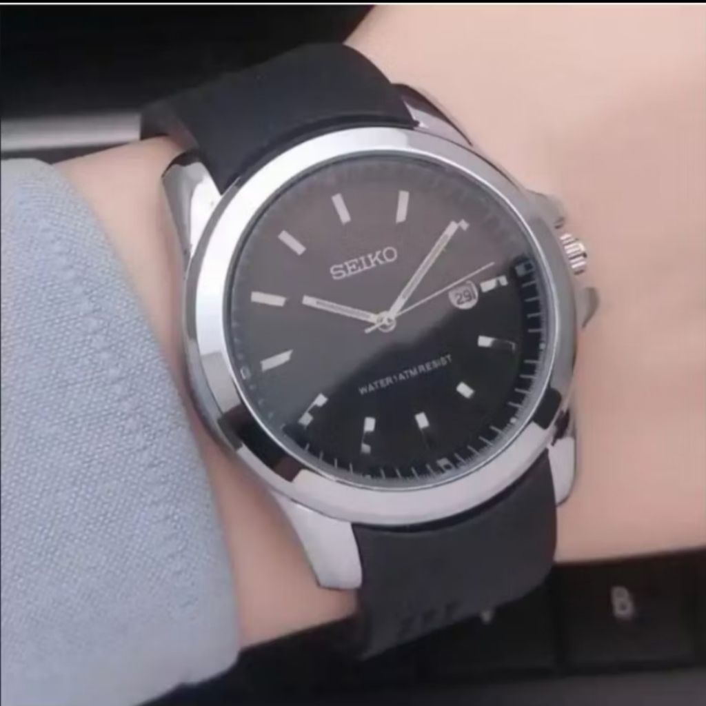 Jam Tangan Pria SEIKO Original Analog Tali Karet Tggl Aktif Tahan air Water resistance