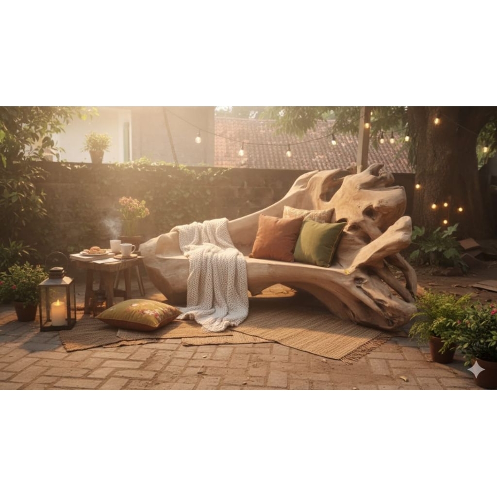 sofa kayu utuh/ sofa akar jati/bangku kayu utuh/bangku kayu log/kursi log /bangku kayu panjang/bench