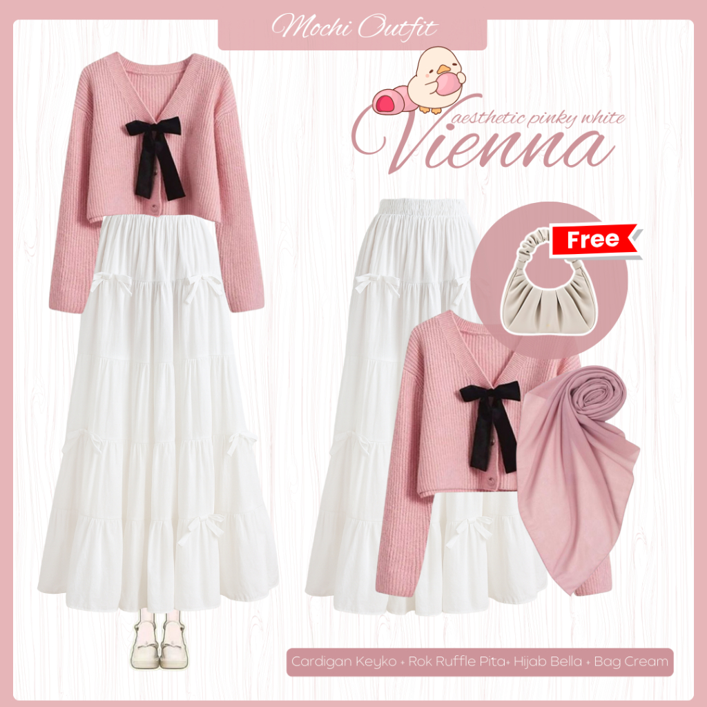 [Hijab Frendly] Korean Style Coquette Outfit Remaja Kekinian | One Set Remaja Wanita Kekinian MOCHI0