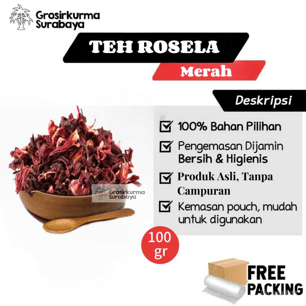 

TEH ROSELLA 100gr Kualitas Terbaik Premium Dari Bahan Pilihan Banyak Manfaat Kesehatan Badan