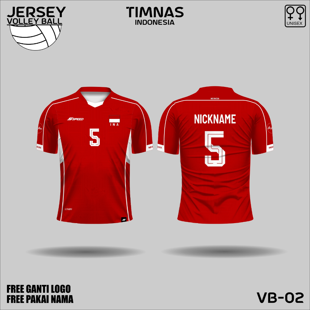 Jersey voli timnas indonesia kaos baju olah raga voli  indoor