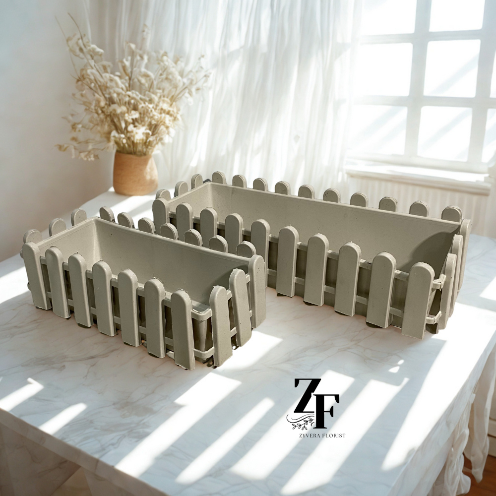 Vas / Pot Bunga Persegi Panjang Plastik Minimalis Modern, Tahan Lama Pot Bunga Kering