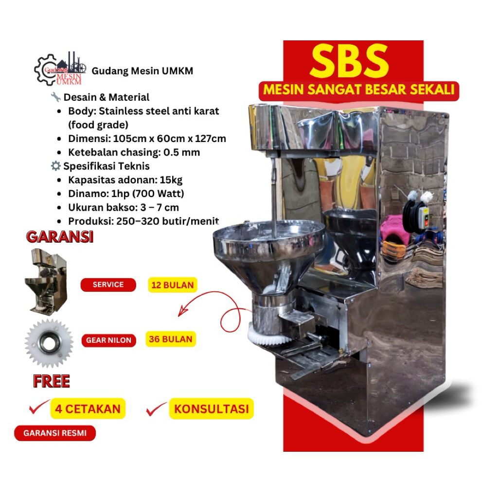 Mesin Cetak Bakso JUMBO BANGET tipe SBS bisa buat bakso, Tahu bulat & cilok Jumbo Maksimal Cetak 7Cm