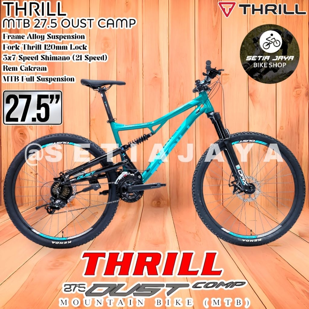 Sepeda Gunung MTB 27.5 Inch THRILL OUST COMP Frame Alloy, 3x7 Speed, Rem Cakram, Dual Suspension, Mo